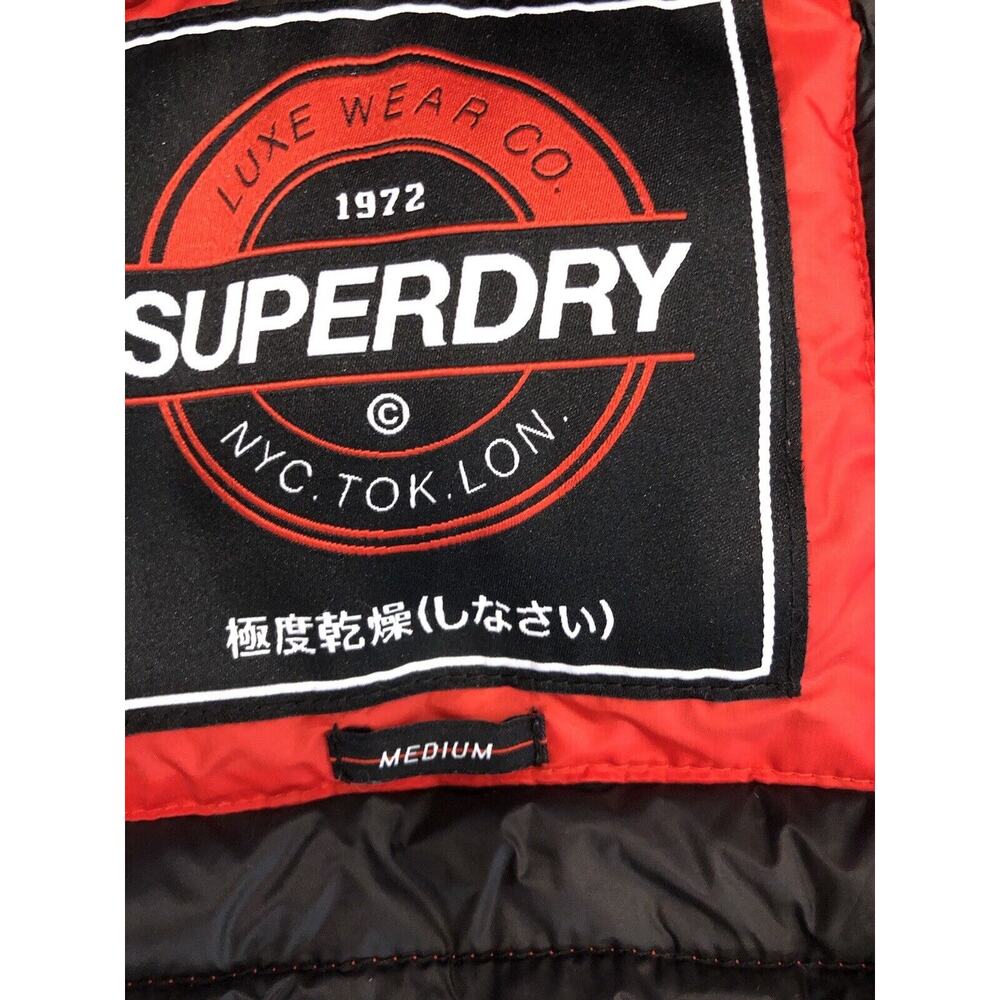 SUPERDRY Japanese Puffer Womens Vest Gilet Hooded Size S/M Red W Shiny Finish - Picture 9 of 11